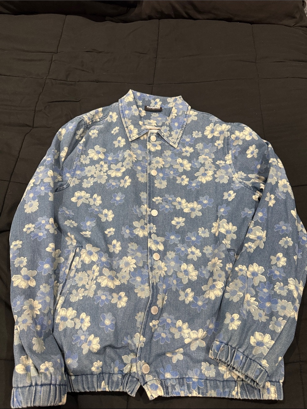 Floral Denim Bomber Jacket - Blue Floral